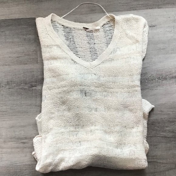 Free People Cream V-Neck Sweater - Picture 3 of 8